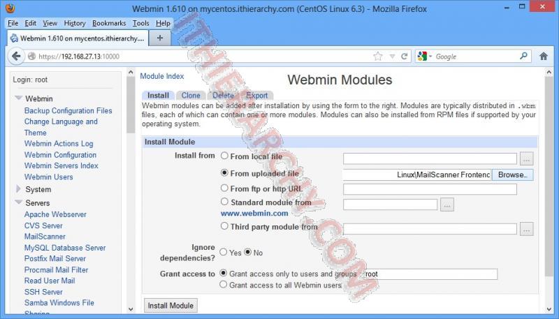Install Mailscanner Webmin Module Installation Install Mailscanner Webmin Module Installation