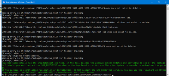 CM Update Reset Tool (CMUpdateReset.exe) Output